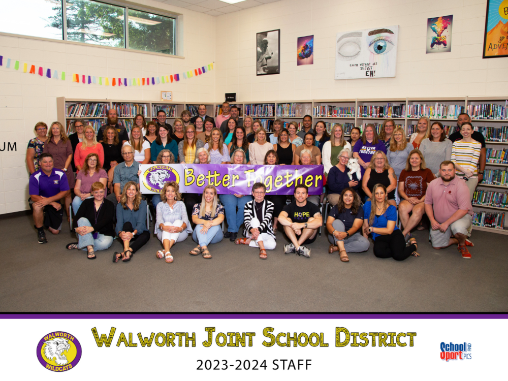 Walworth Staff Photo in Library (2023-2024 School Year)
