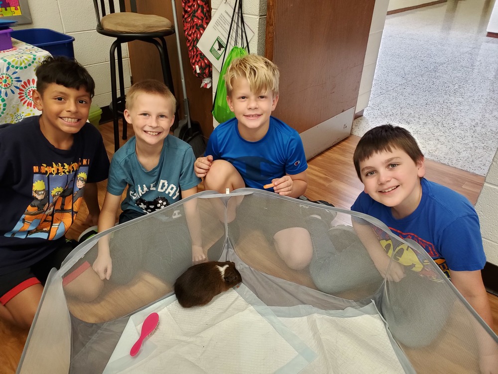 Students enjoy their time with Cocoa in Jennifer Koplitz's fourth-grade classroom.